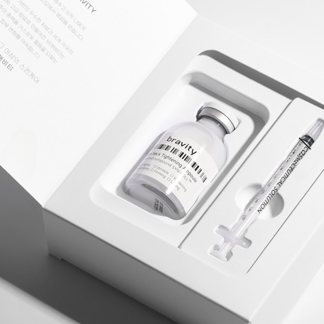 Bravity Derma Neck Tightening Ampoule - The last step of your night-time ritual for a hydrated, tighter appearance to the thin skin of our neck area. 